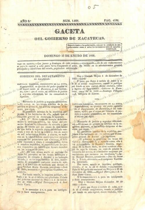 Imagen: Gaceta del Gobierno de Zacatecas