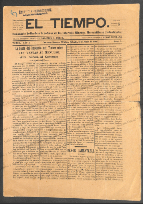 Ejemplar de El Tiempo