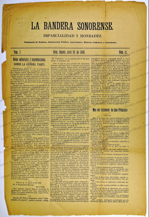 Ejemplar de La Bandera Sonorense
