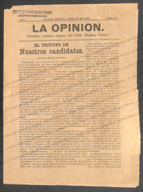 Ejemplar de La Opinión