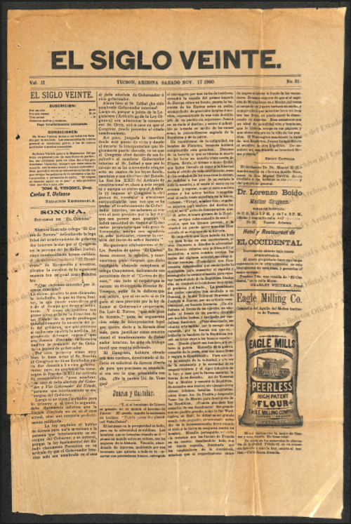 Ejemplar de El Siglo Veinte