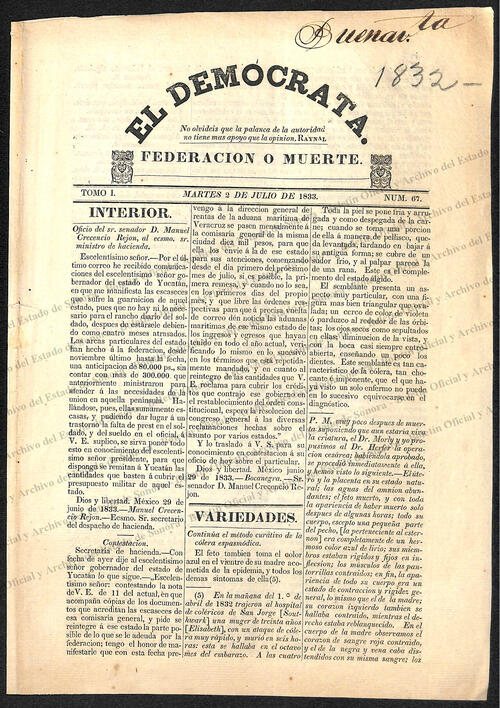 Imagen: El Democrata Federación o Muerte