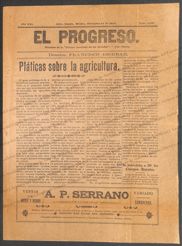 Ejemplar de El Progreso