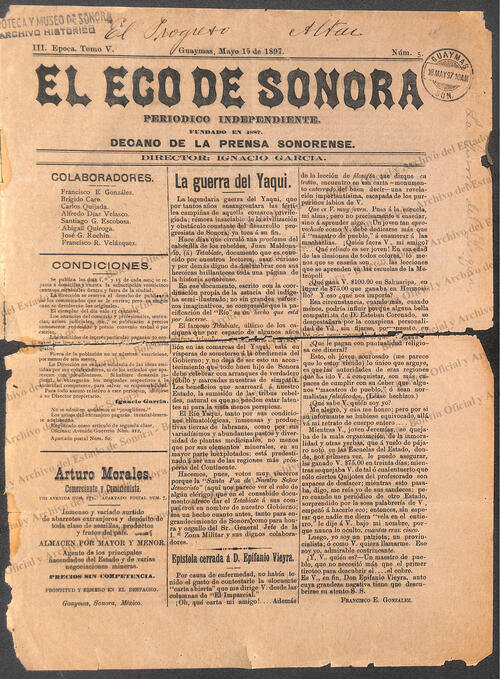 Ejemplar de El Eco de Sonora