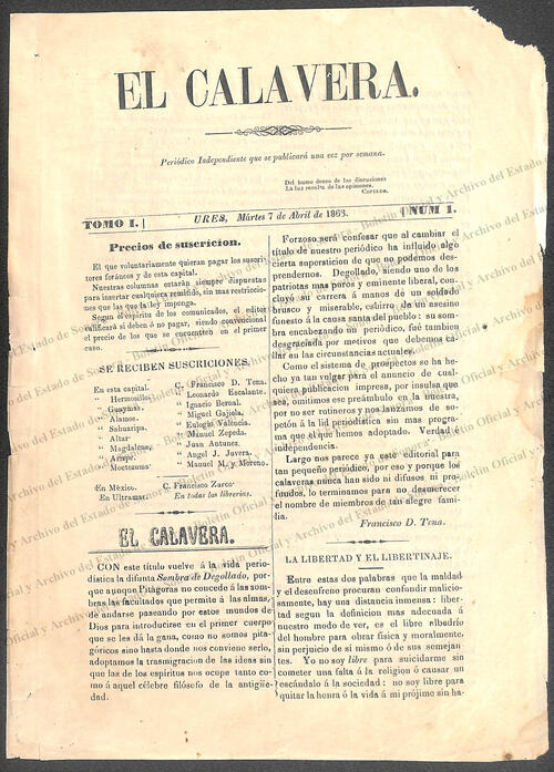 Ejemplar de El Calavera