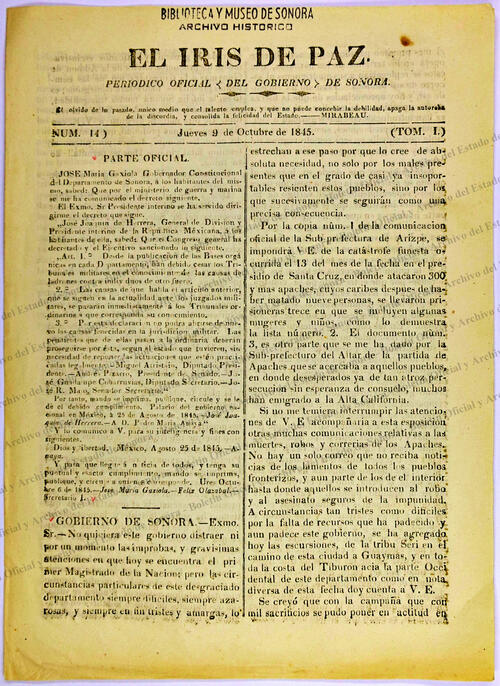 Ejemplar de El Iris de Paz